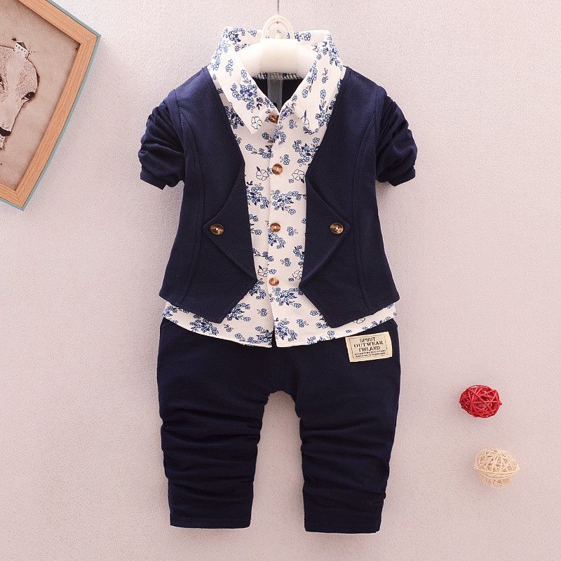 Baby Boys Party(Festive) Shirt Pant, Jacket  (Blue)