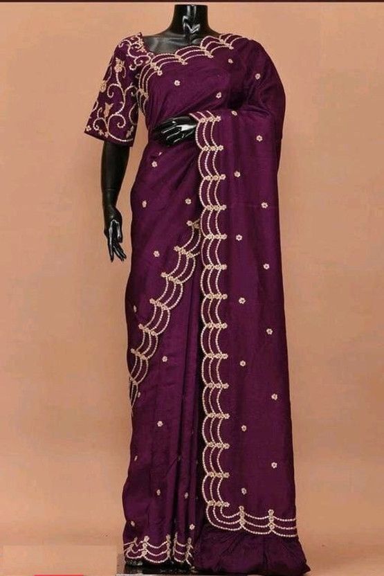 Printed, Embroidered Bollywood Viscose Rayon Saree  (Maroon)