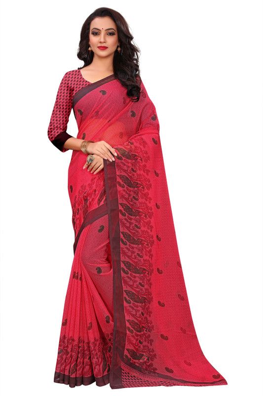 Paisley Fashion Georgette Saree  (Pink)