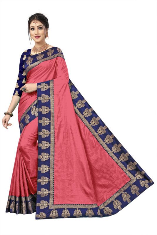 Self Design Assam Silk Silk Blend Saree  (Pink)