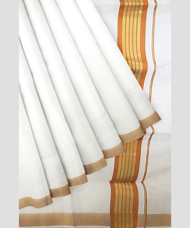 Solid/Plain Handloom Handloom Pure Cotton Saree  (Gold, Yellow)