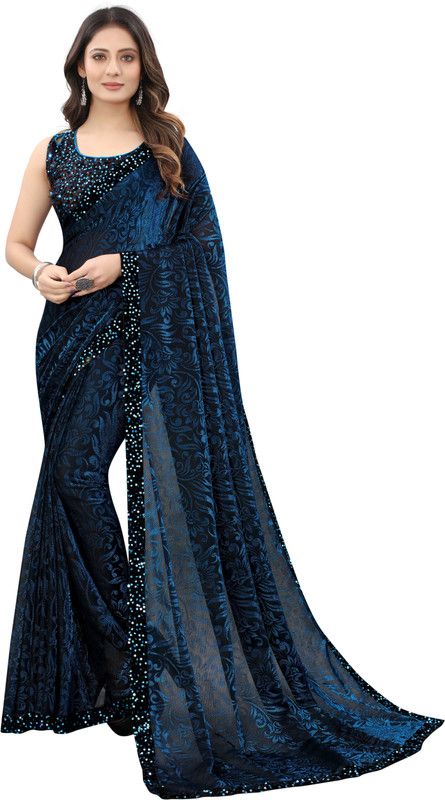 Woven Bollywood Lycra Blend Saree  (Black)