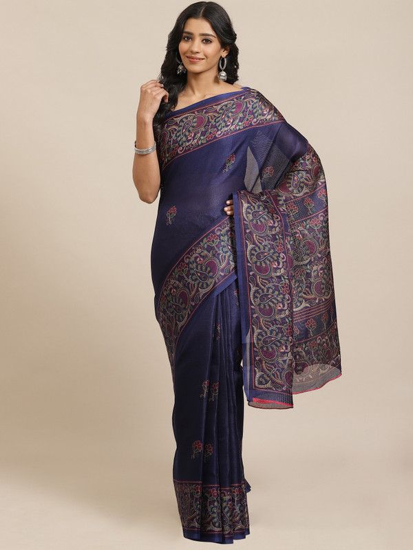 Printed Bollywood Cotton Jute Saree  (Multicolor)