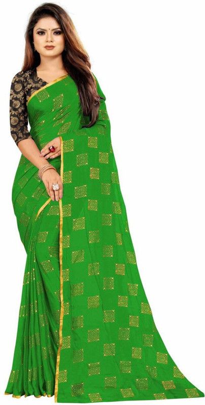 Printed Bollywood Chiffon Saree  (Green)