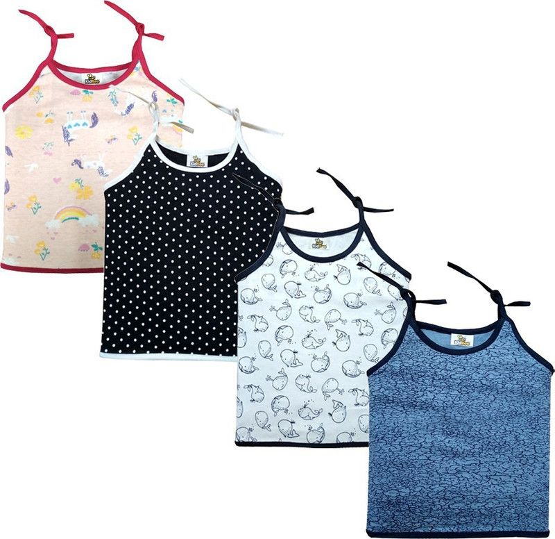 Vest For Girls Cotton Blend  (Multicolor, Pack of 4)