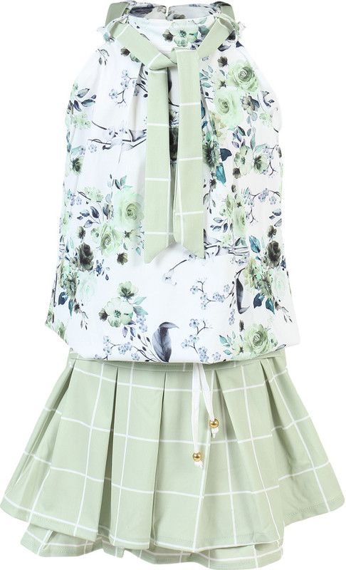 Girls Party(Festive) Top Skirt  (Multicolor)