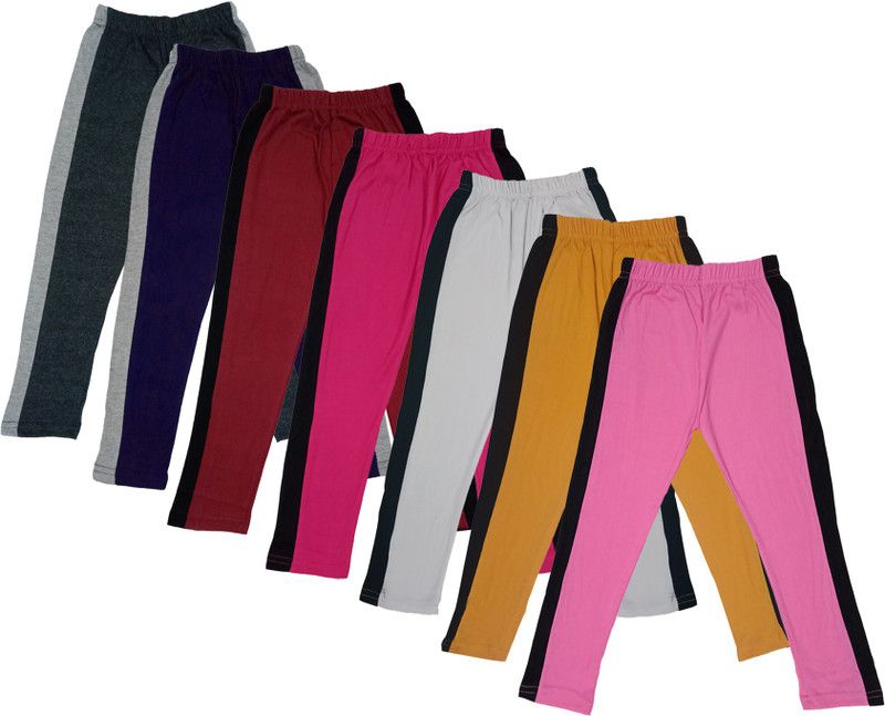 Capri For Girls Casual Solid Cotton Blend  (Multicolor Pack of 7)