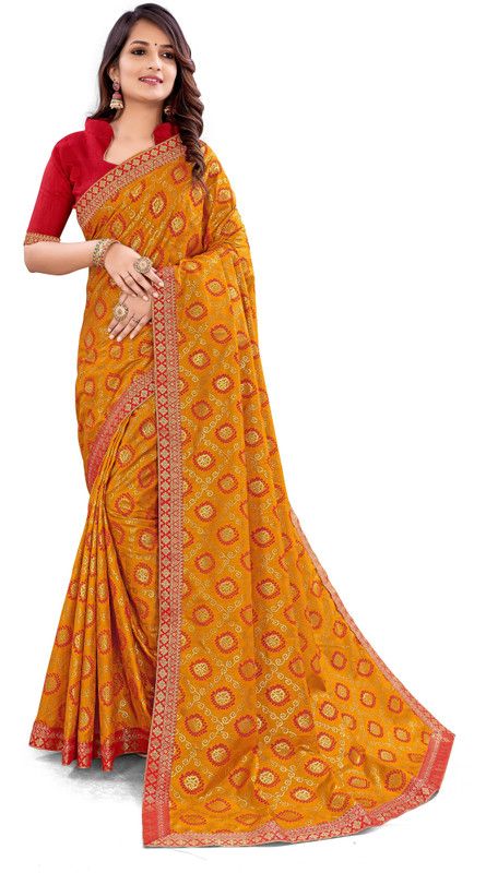 Self Design Banarasi Art Silk Saree  (Yellow)