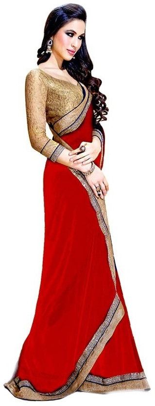 Self Design Bollywood Handloom Chiffon Saree  (Red)
