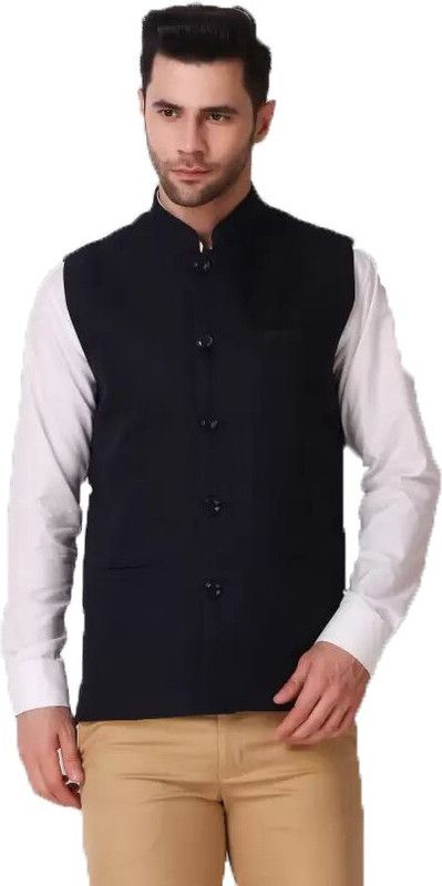 Men Solid Single Breasted Formal Blazer  (Blue)