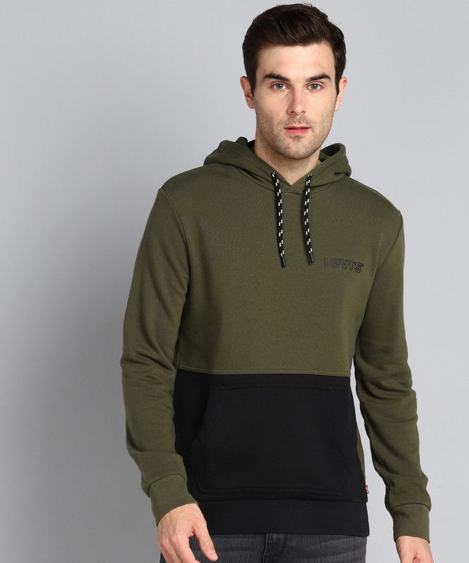 Men Full Sleeve Color Block Reversible Hooded Sweatshirt