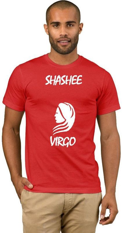 Shashee Zodiac Virgo Style Fashion V08 Men Printed Round Neck Cotton Blend Red T-Shirt