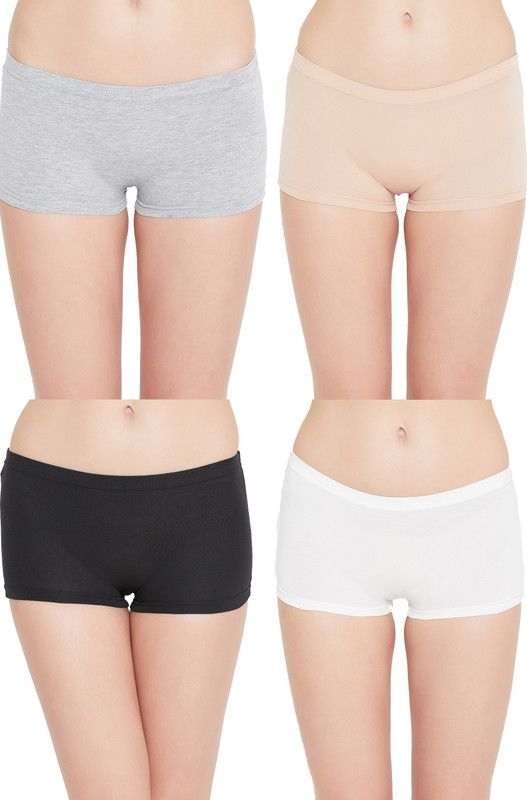 Pack of 4 Women Boy Short Black, Beige, White, Grey Panty