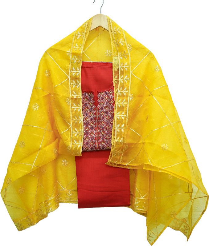 Unstitched Cotton Silk Suit Fabric Embroidered