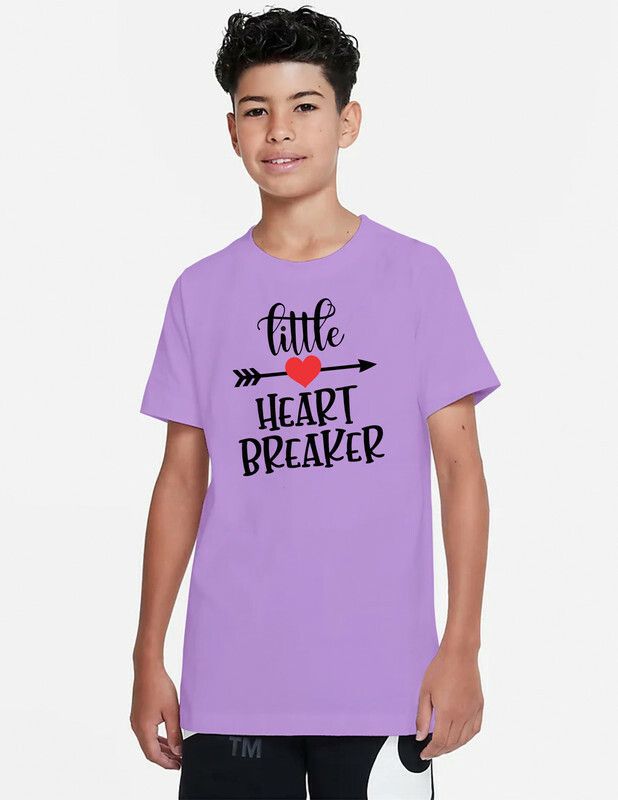 Boys Typography, Graphic Print Pure Cotton T Shirt  (Purple, Pack of 1)