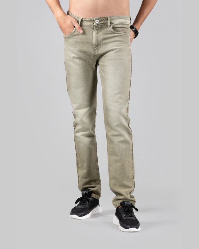 Men Skinny Mid Rise Light Green Jeans
