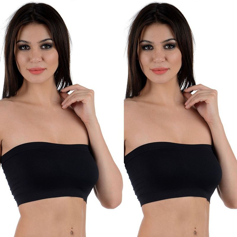 Pack of 2 Women Bandeau/Tube Bra  (Black)