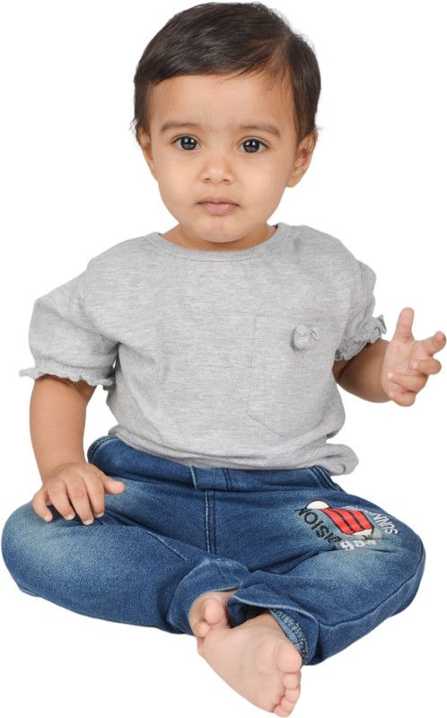 Girls Casual Acrylic Blend Top  (Grey, Pack of 1)