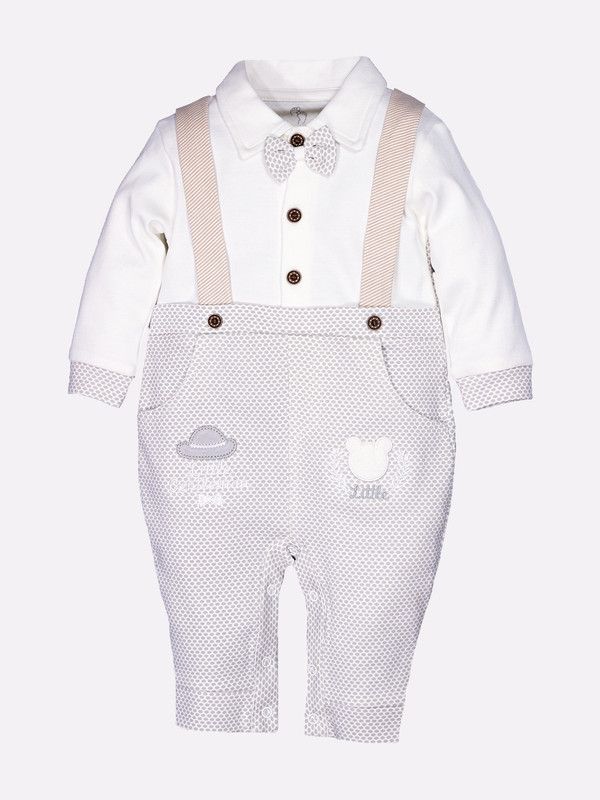 Romper For Baby Boys Casual Printed Pure Cotton  (Grey, Pack of 1)