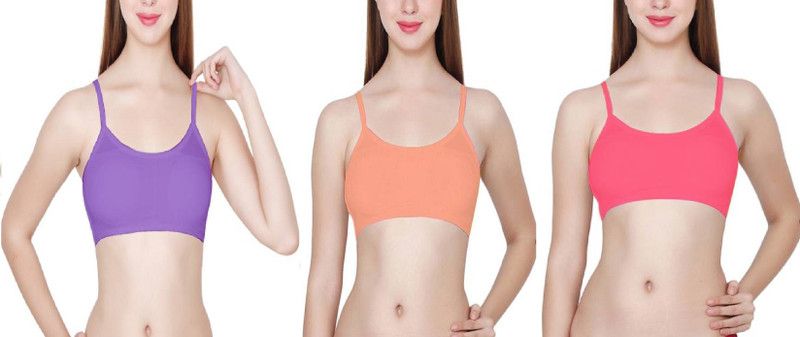Pack of 3 Women Bralette Lightly Padded Bra  (Purple, Pink, Orange)