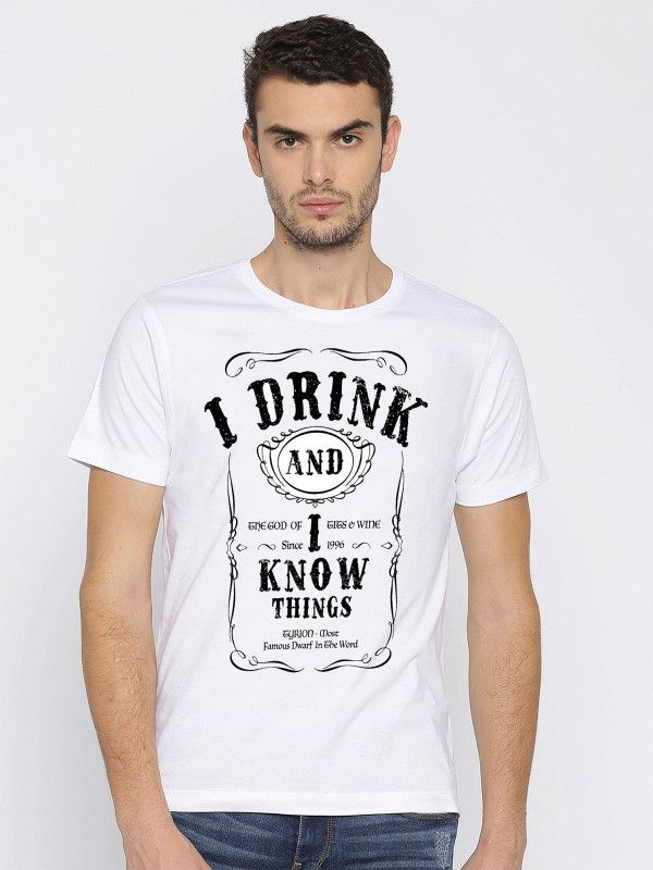 I know Things Men Graphic Print Round Neck Poly Cotton Multicolor T-Shirt