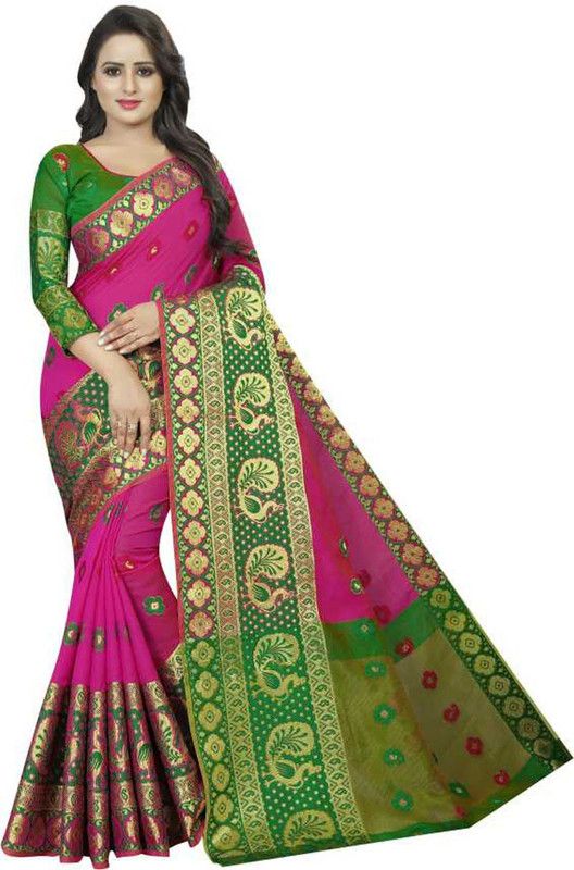 Woven Fashion Art Silk Saree  (Pink)