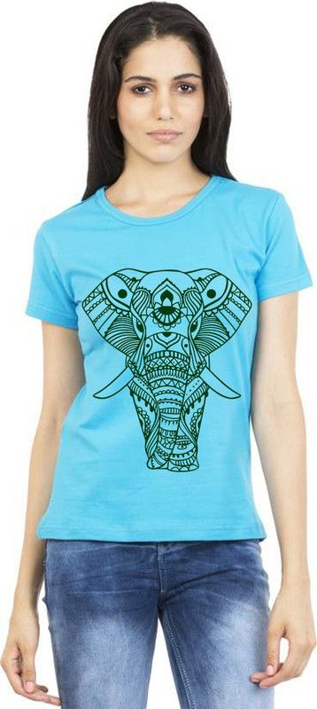 Aseria Womens Cotton Biowash Graphic Printed Half Sleeve T-Shirt - Friends Never Say Bye (Dark Blue, S) Women Graphic Print Round Neck Cotton Blend Light Blue T-Shirt