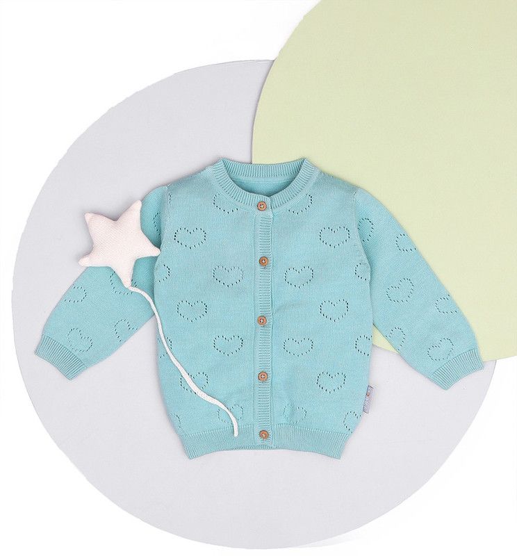 Baby Boys & Baby Girls Solid V Neck Blue Sweater