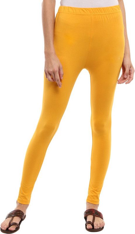 V-MART Ankle Length Western Wear Legging  (Yellow, Solid)