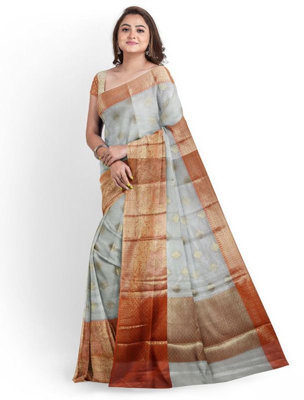 Printed Bollywood Georgette, Chanderi Saree  (Grey)