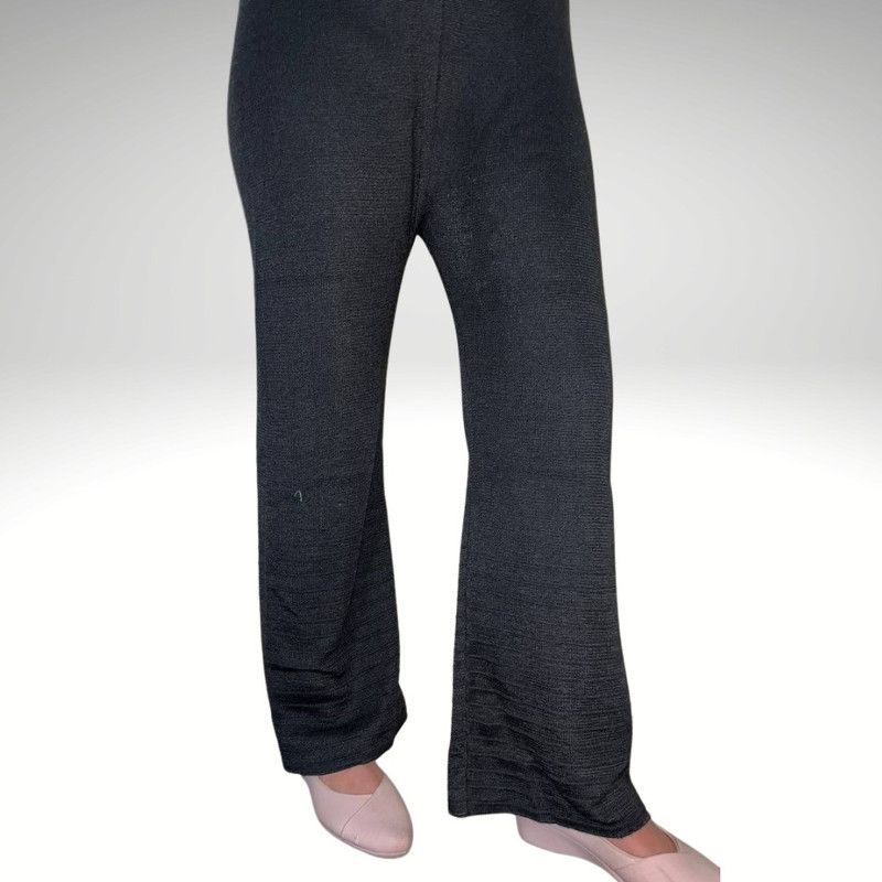 Women Flared Black Wool Trousers