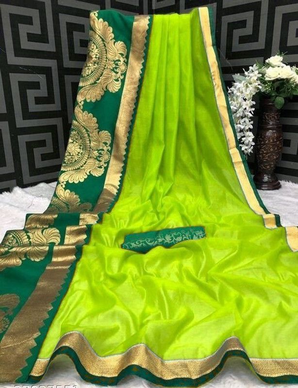 Kanjivaram Chanderi Saree  (Light Green)