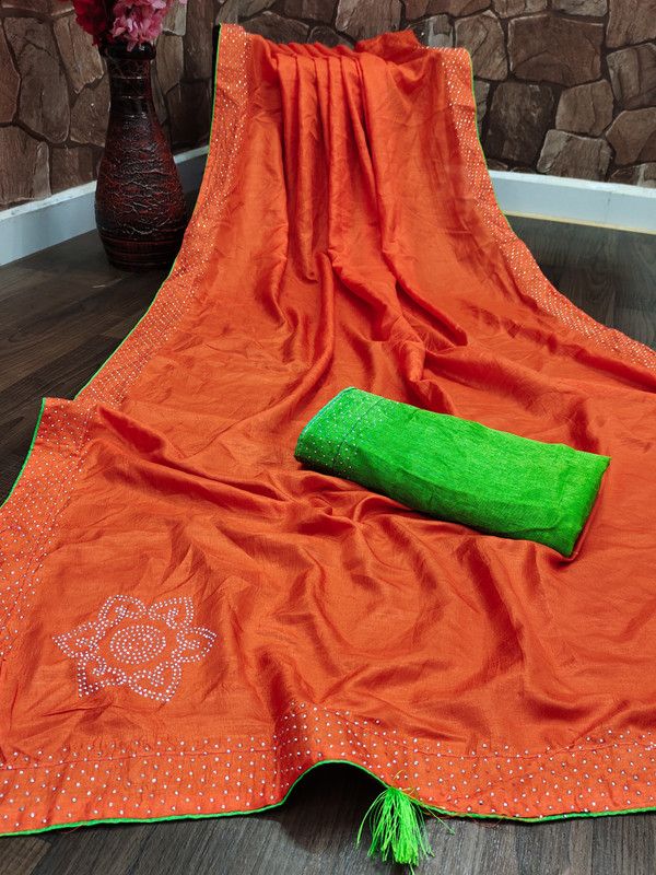 Fashion Pure Silk, Art Silk Saree  (Orange)