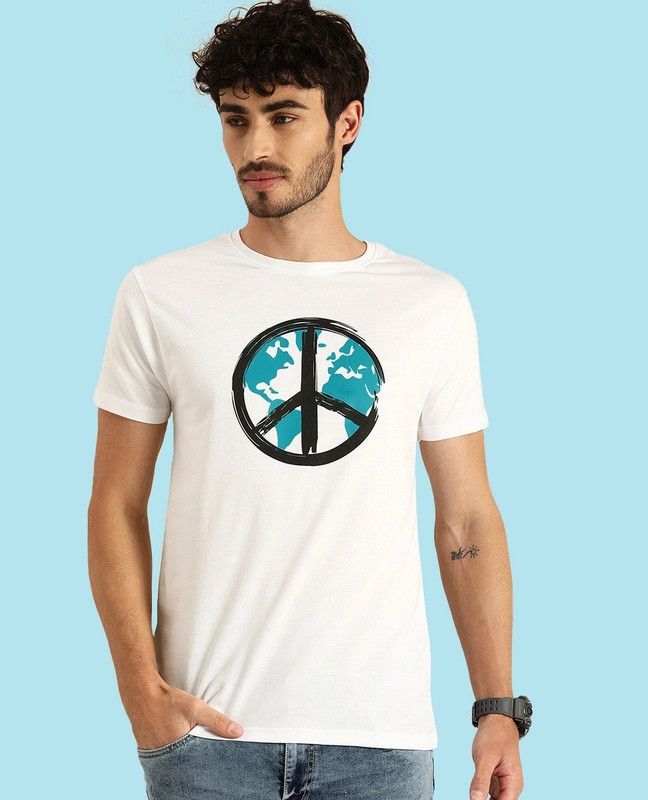 Y Men Graphic Print Round Neck Polyester White T-Shirt