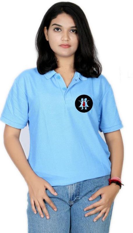 ComicKaze Hunter x Hunter printed t shirt for girls. Women Printed Polo Neck Polyester Blue T-Shirt