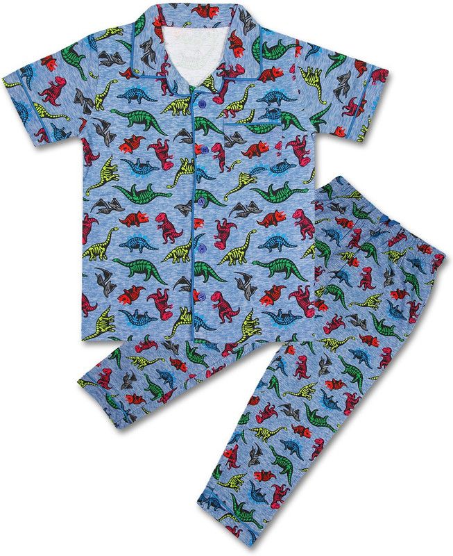 Baby Boys & Baby Girls Animal Print Cotton Blend, Hosiery Kids Nightwear  (Grey Pack of 1)