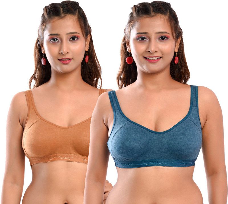 Pack of 2 Women Sports Non Padded Bra  (Brown, Green)