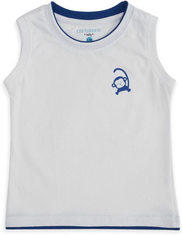 Baby Boys Solid Pure Cotton T Shirt  (White, Pack of 1)