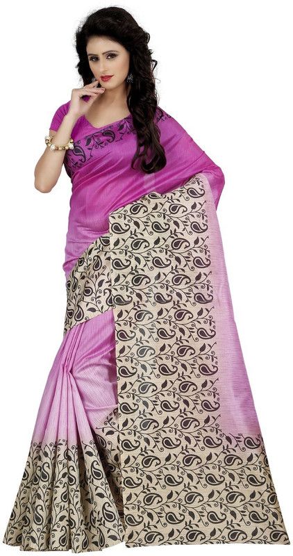 Printed Bollywood Silk Blend, Cotton Blend Saree  (Pink)