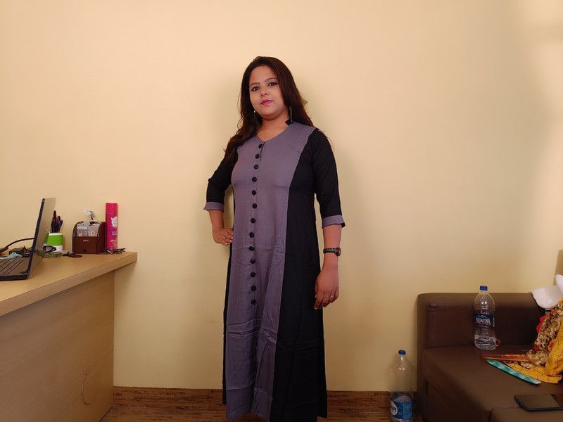 Rayon Blend Stitched Straight Gown  (Blue)