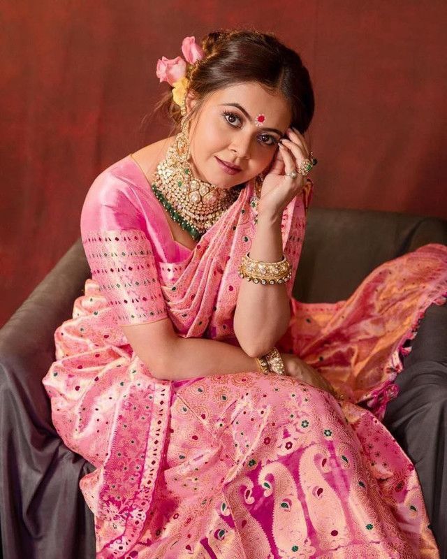 Kanjivaram Jacquard, Pure Silk Saree  (Pink)