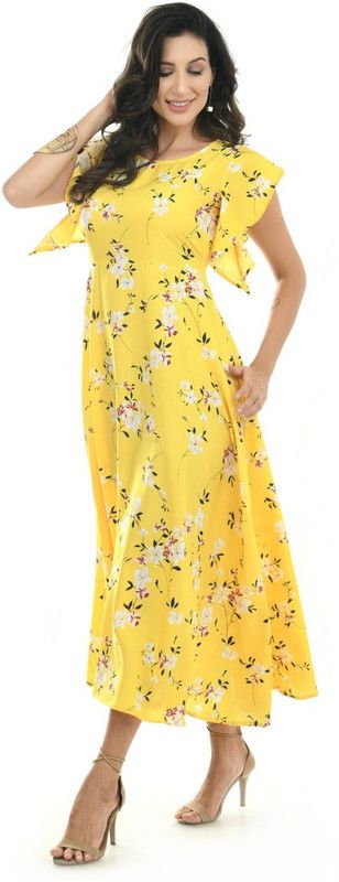Floral Print Crepe Stitched Flared/A-line Gown  (Multicolor)