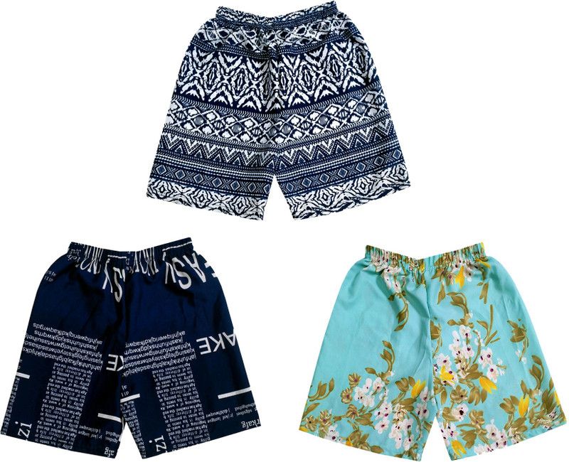 Short For Girls Casual Printed, Floral Print Crepe  (Multicolor, Pack of 3)