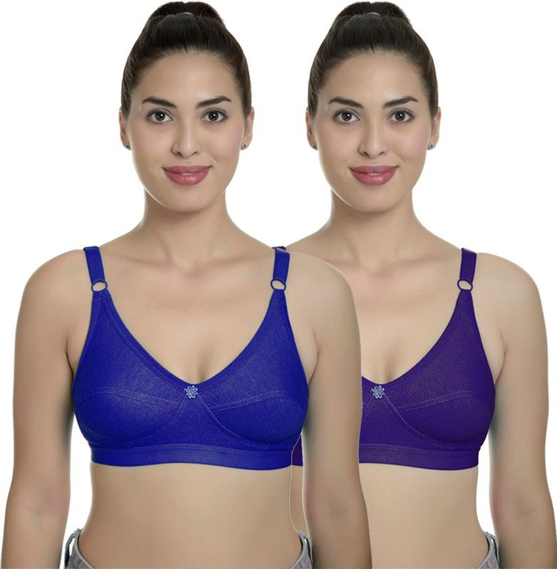 Pack of 2 Women T-Shirt Non Padded Bra  (Dark Blue, Blue)