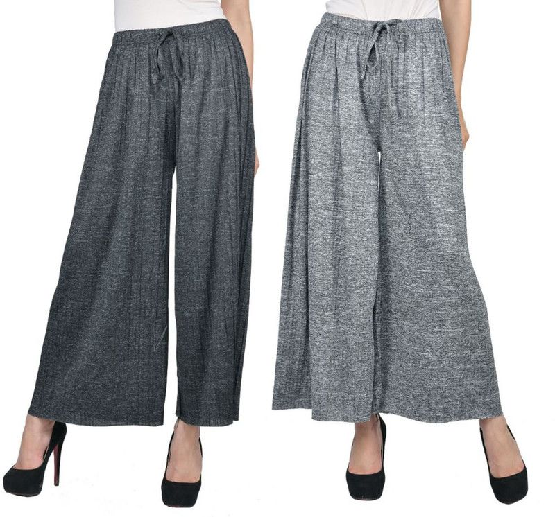 Pack of 2 Women Flared Grey Lycra Blend Trousers