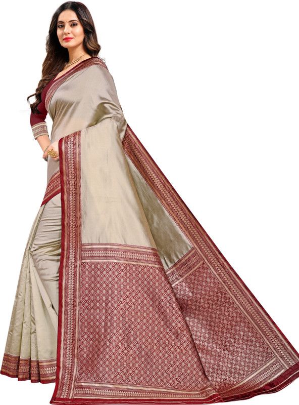 Woven, Solid/Plain Kanjivaram Jacquard, Pure Silk Saree  (Maroon)