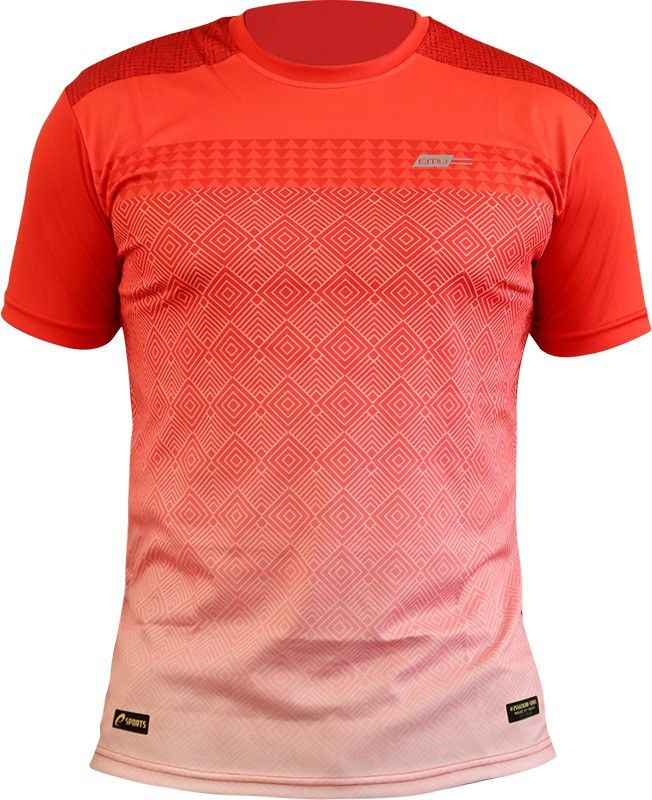 Men Printed Round Neck Nylon Red T-Shirt
