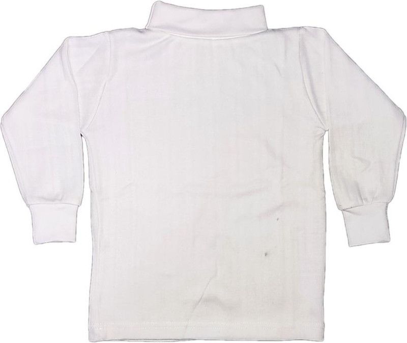 Boys & Girls Solid Cotton Blend T Shirt  (White, Pack of 1)