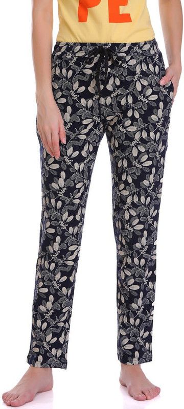Women Printed Black, White Track Pants