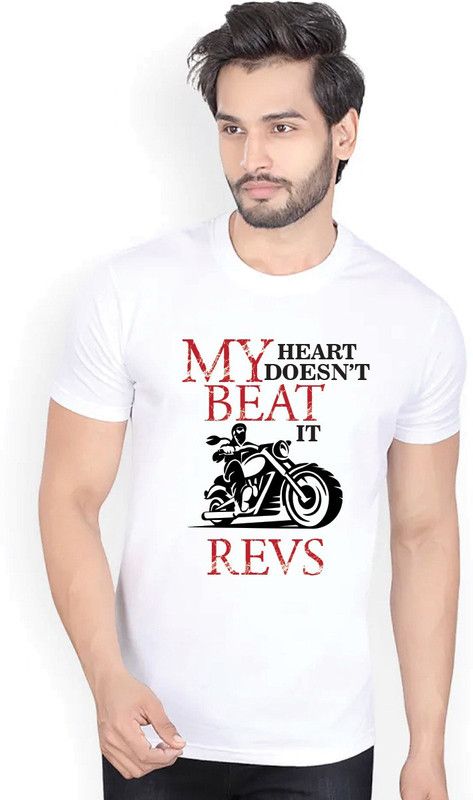 Men's 100 % Cotton Premium Bio washed (LIFE RIDER) DTG Graphic Printed Tshirt Men Graphic Print Round Neck Cotton Blend White T-Shirt